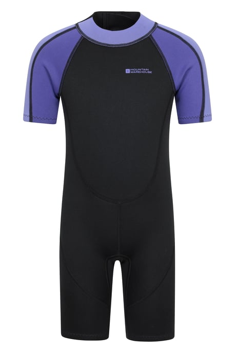 Kids Shorty Wetsuit Neoprene Fabric Flat Seams Surf Diving Swimwear Lilac - Image 1