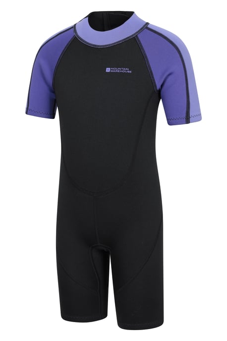 Kids Shorty Wetsuit Neoprene Fabric Flat Seams Surf Diving Swimwear Lilac - Image 2