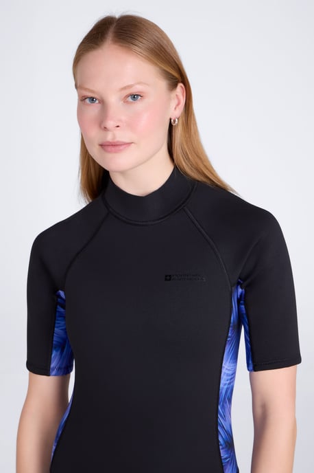 'Shorty' Women's Printed Wetsuit UV Protection Chlorine Resistant Surfing Suit Purple - Image 3
