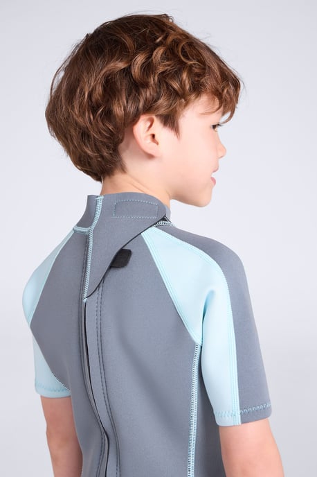Kids Shorty Wetsuit Neoprene Fabric Flat Seams Surf Diving Swimwear Charcoal - Image 4