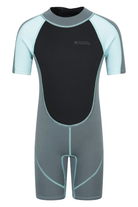 Kids Shorty Wetsuit Neoprene Fabric Flat Seams Surf Diving Swimwear Charcoal - Image 6
