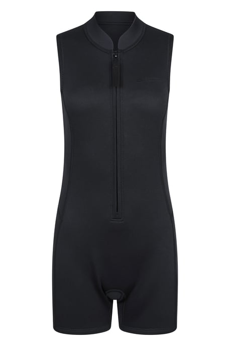Women's Shorty Wetsuit with Pull Zip Fastening Neoprene Swimwear Black - Image 1
