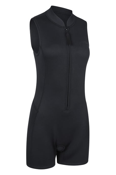 Women's Shorty Wetsuit with Pull Zip Fastening Neoprene Swimwear Black - Image 2