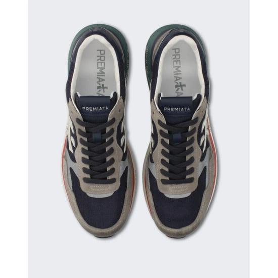 Premiata Heren sneaker met grijs en rood kleurblok - Image 2