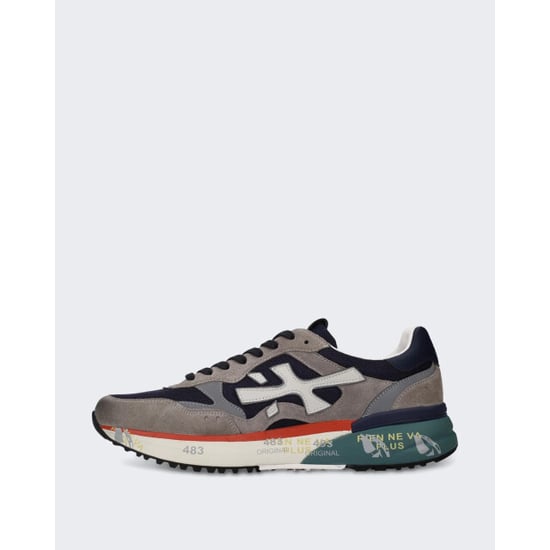 Premiata Heren sneaker met grijs en rood kleurblok - Image 3