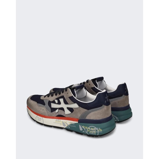 Premiata Heren sneaker met grijs en rood kleurblok - Image 4