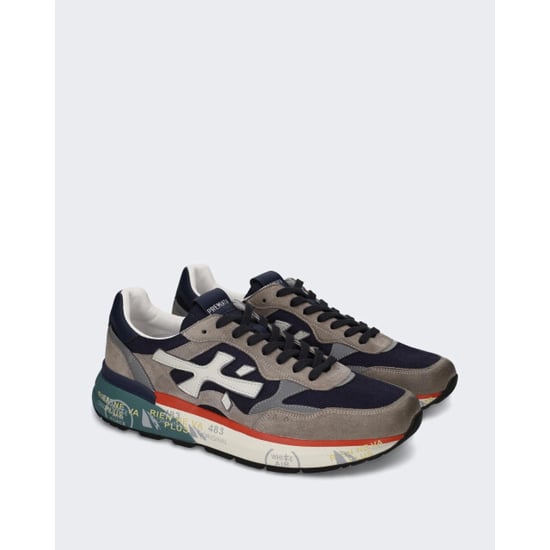 Premiata Heren sneaker met grijs en rood kleurblok - Image 6