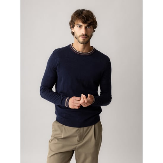 Mos Mosh 511830 469 mosmosh mmgadam contrast crew neck knit navy - Image 3