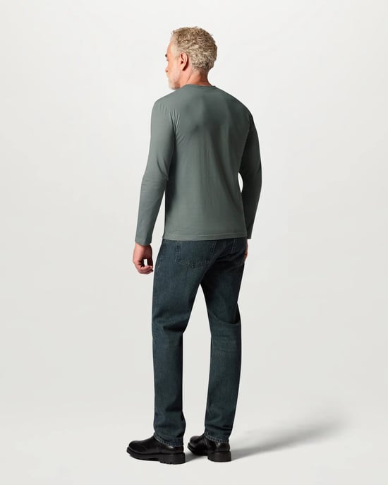 Regular Fit Long Sleeve Logo Detail T-Shirt in Grey - Image 2