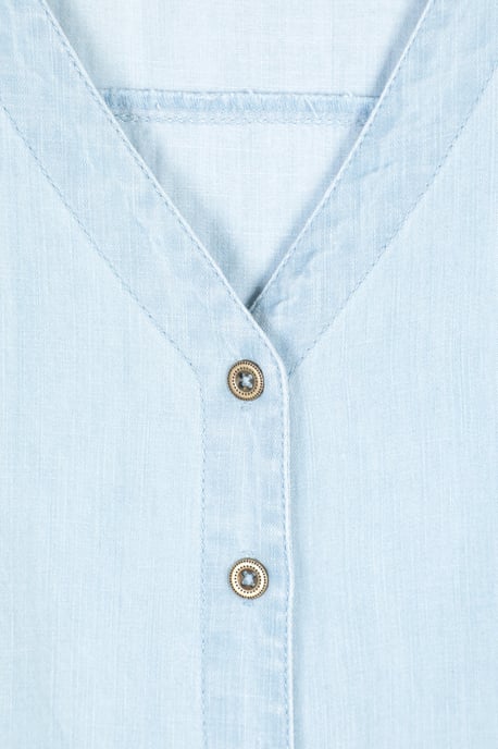 'Tulum' Women's Denim Dress Button Through Cotton Lightweight Midi Dress With Belt Pale Blue - Image 6