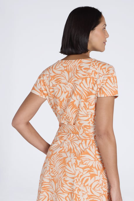 'Santorini' Women's Jersey Wrap Dress with Pockets Summer Comfy Outfit Orange - Image 3