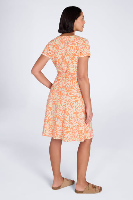 'Santorini' Women's Jersey Wrap Dress with Pockets Summer Comfy Outfit Orange - Image 4