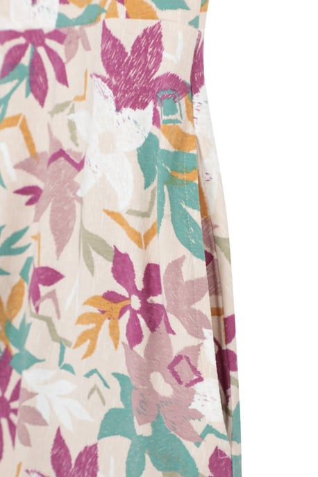 Orchid Patterned Women's UV Summer Dress with Side Pockets Holiday Beach Dress Beige - Image 5