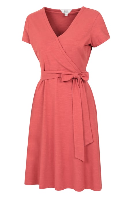 'Santorini' Women's Jersey Wrap Dress with Pockets Summer Comfy Outfit Rust - Image 2