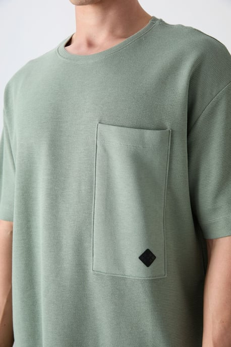 Oversized Cotton-Blend Crew Neck T-Shirt With Pocket - Image 3