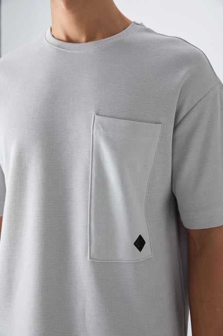 Oversized Cotton-Blend Crew Neck T-Shirt With Pocket - Image 3