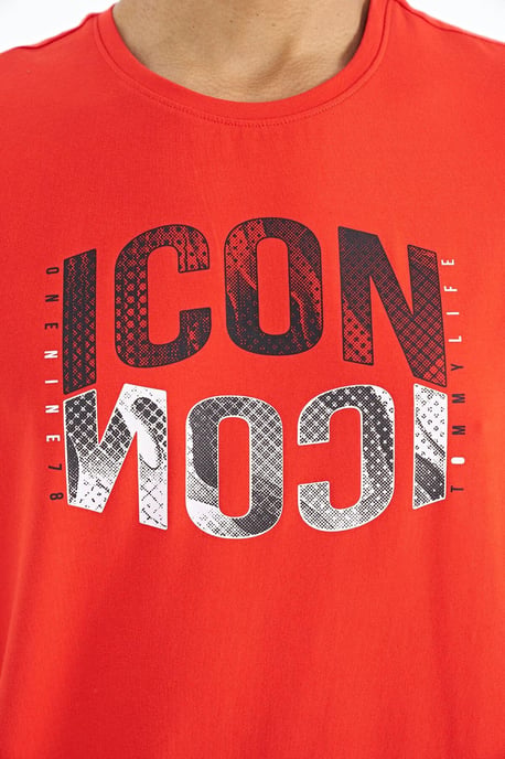 Printed Crew Neck T-Shirt With Patch - Image 3
