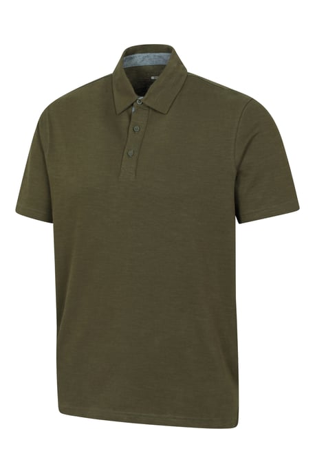 'Hasst II' Men's Polo with Button Neck Cotton Sun Protection Casual Tee Forest Green - Image 2