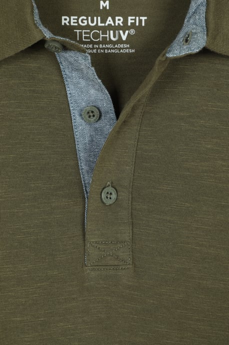 'Hasst II' Men's Polo with Button Neck Cotton Sun Protection Casual Tee Forest Green - Image 4