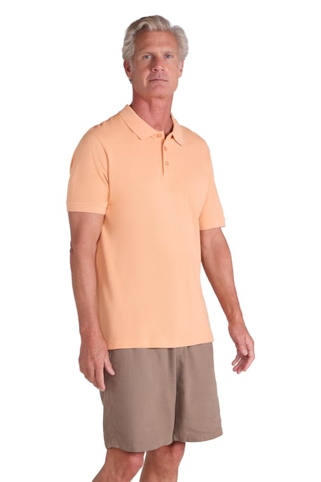 'Lakeside II' Men's Polo Shirt with Button Neck Breathable Summer Tee Coral - Image 1