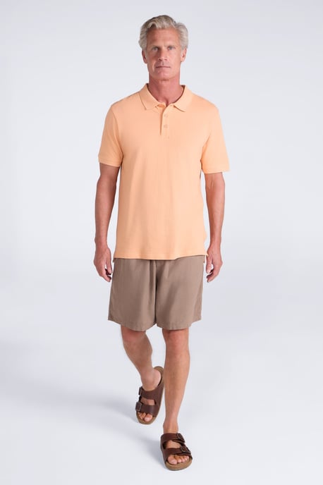 'Lakeside II' Men's Polo Shirt with Button Neck Breathable Summer Tee Coral - Image 3