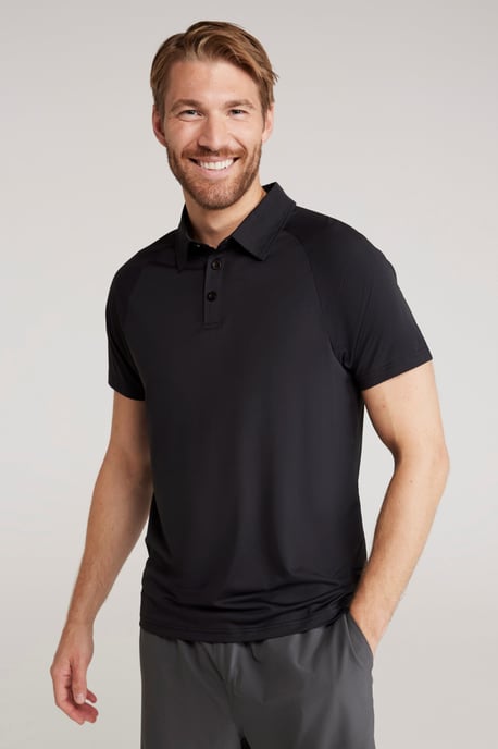 'Hit' Men's IsoCool Polo Shirt Lightweight Breathable Quick Dry Active Outdoor Top Black - Image 6