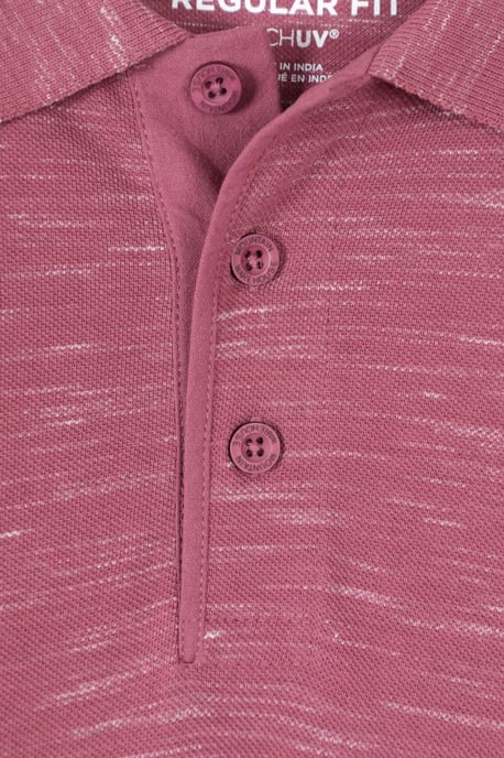 'Dawnay Pique' Men's Slub Textured Polo Shirt Comfy Casual T-Shirt Burgundy - Image 4
