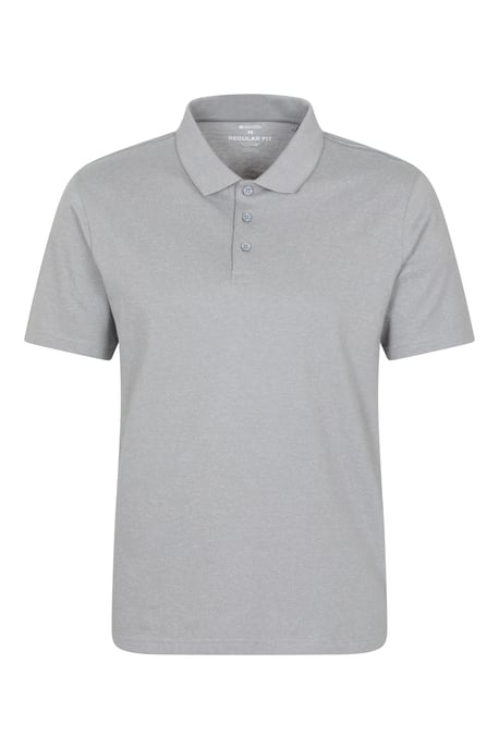 'Cordyline' Men's Textured Polo Sun Protection Button Neck Summer Tee Light Grey - Image 1