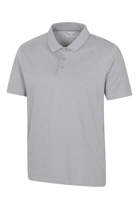 'Cordyline' Men's Textured Polo Sun Protection Button Neck Summer Tee Light Grey - Image 2