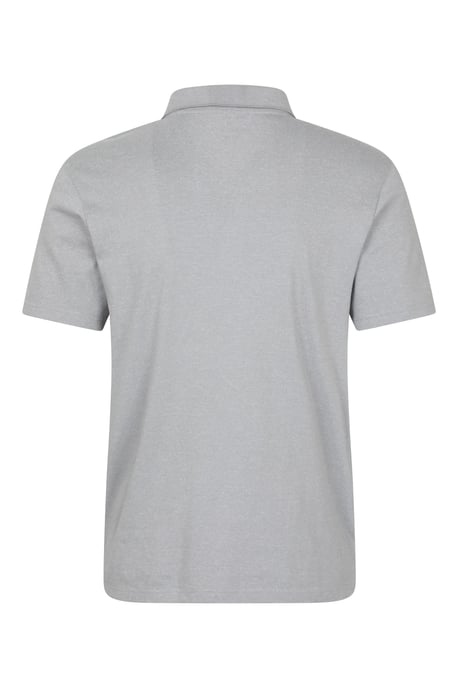 'Cordyline' Men's Textured Polo Sun Protection Button Neck Summer Tee Light Grey - Image 3