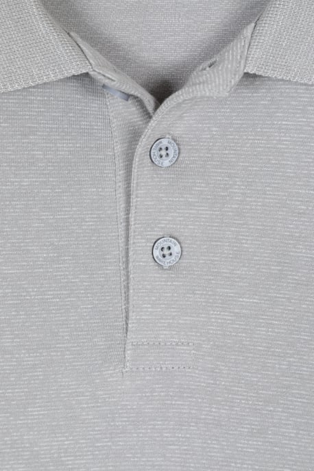 'Cordyline' Men's Textured Polo Sun Protection Button Neck Summer Tee Light Grey - Image 4