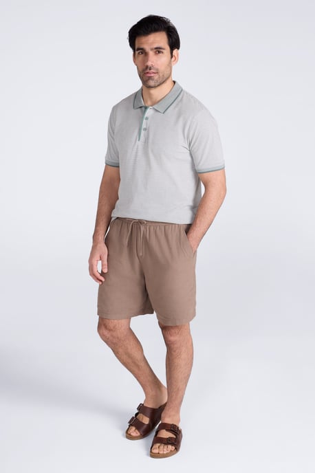 'Dawnay Pique' Men's Slub Textured Polo Shirt Comfy Casual T-Shirt Olive - Image 3