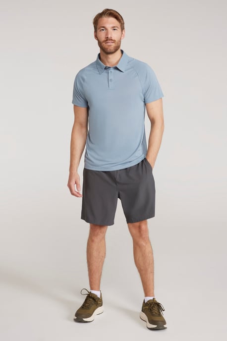 'Hit' Men's IsoCool Polo Shirt Lightweight Breathable Quick Dry Active Outdoor Top Light Blue - Image 3