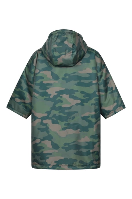 'Tidal' Kids Printed Waterproof Changing Robe Windproof Soft Hooded Surf Poncho Khaki - Image 4