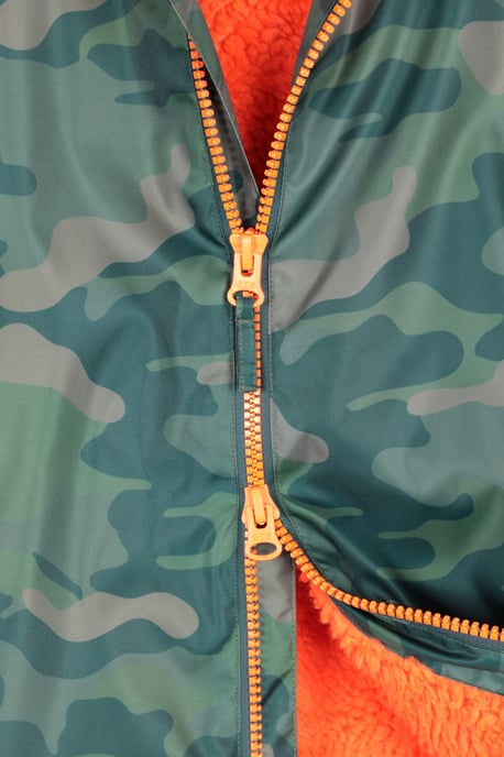 'Tidal' Kids Printed Waterproof Changing Robe Windproof Soft Hooded Surf Poncho Khaki - Image 6
