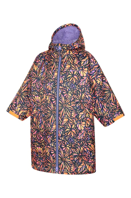 'Tidal' Kids Printed Waterproof Changing Robe Windproof Soft Hooded Surf Poncho Navy - Image 3