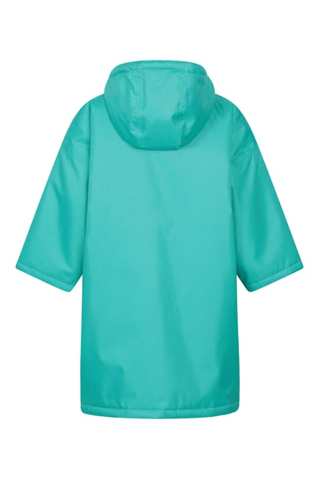 'Tidal' Kids Waterproof Changing Robe Windproof Soft Hooded Full Zip Surf Poncho Green - Image 3
