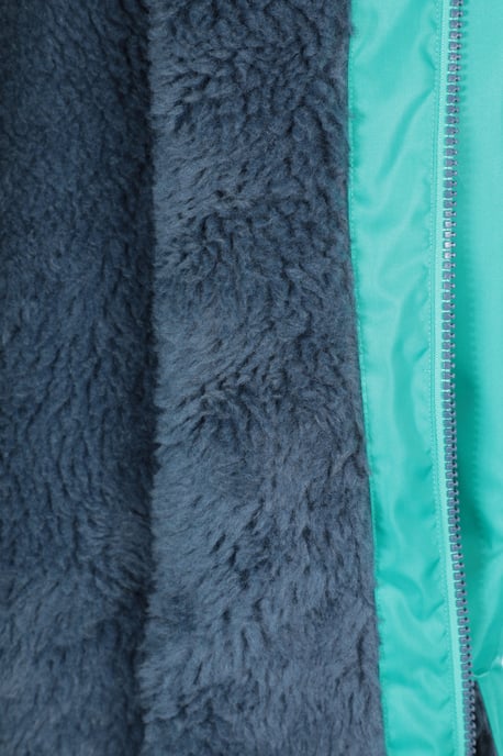 'Tidal' Kids Waterproof Changing Robe Windproof Soft Hooded Full Zip Surf Poncho Green - Image 4