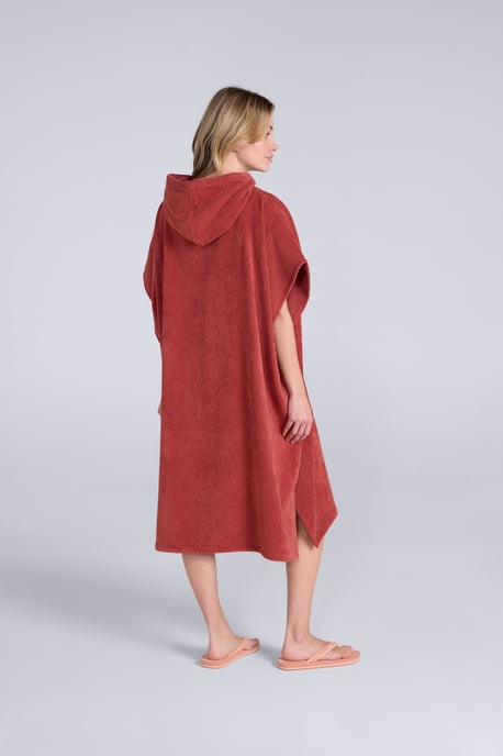 'Anna' Women's Towelling Poncho Cotton Adjustable Hood Beach Swimming Changing Robe Rust - Image 4