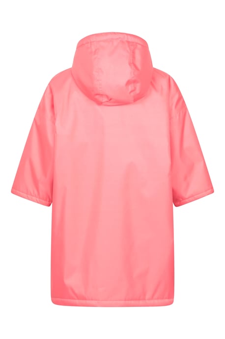 'Tidal' Kids Waterproof Changing Robe Windproof Soft Hooded Full Zip Surf Poncho Pink - Image 3