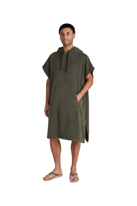 'Jacob' Men's Towelling Poncho Cotton Quick Dry Adjustable Hood Changing Robe Khaki - Image 5