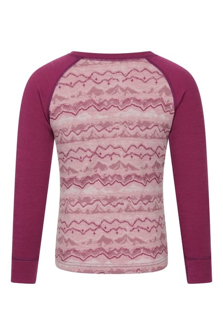 'Jacquard' Kids Unisex Merino Base Layer Set Quick Wicking Hiking Top & Pant Dusty Pink - Image 5