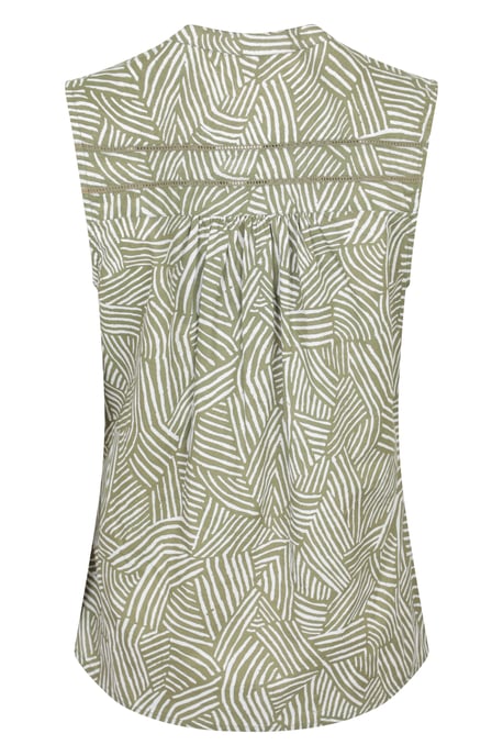 'Petra' Women's Sleeveless Shirt Cotton Button Neck Summer Top Olive - Image 2