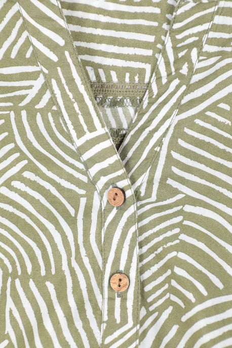 'Petra' Women's Sleeveless Shirt Cotton Button Neck Summer Top Olive - Image 4