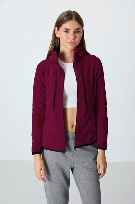 Women's Plush Zip-up Hooded Sweatshirt - Image 2