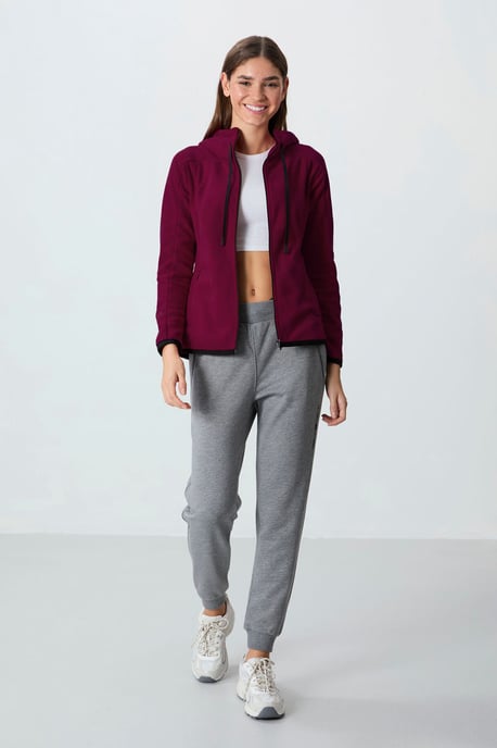 Women's Plush Zip-up Hooded Sweatshirt - Image 3