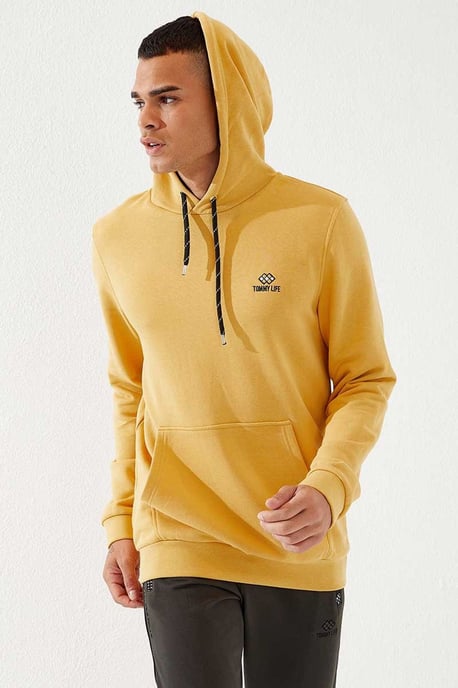 Men's Solid Hooded Sweatshirt With Pocket - Image 1