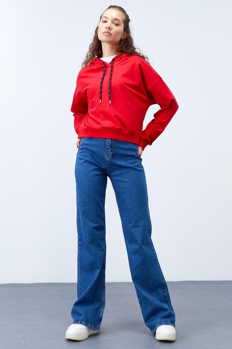 Relaxed Hooded Sweatshirt With Tie Detail - Image 2