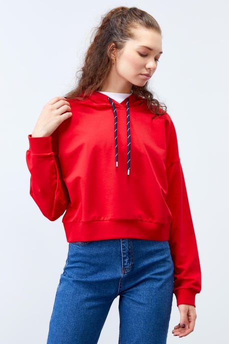 Relaxed Hooded Sweatshirt With Tie Detail - Image 3