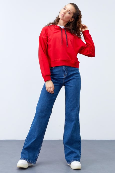 Relaxed Hooded Sweatshirt With Tie Detail - Image 4